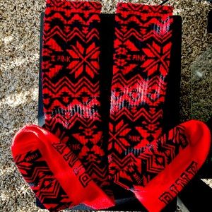 Victoria’s Secret PINK Red and Black Tube Socks